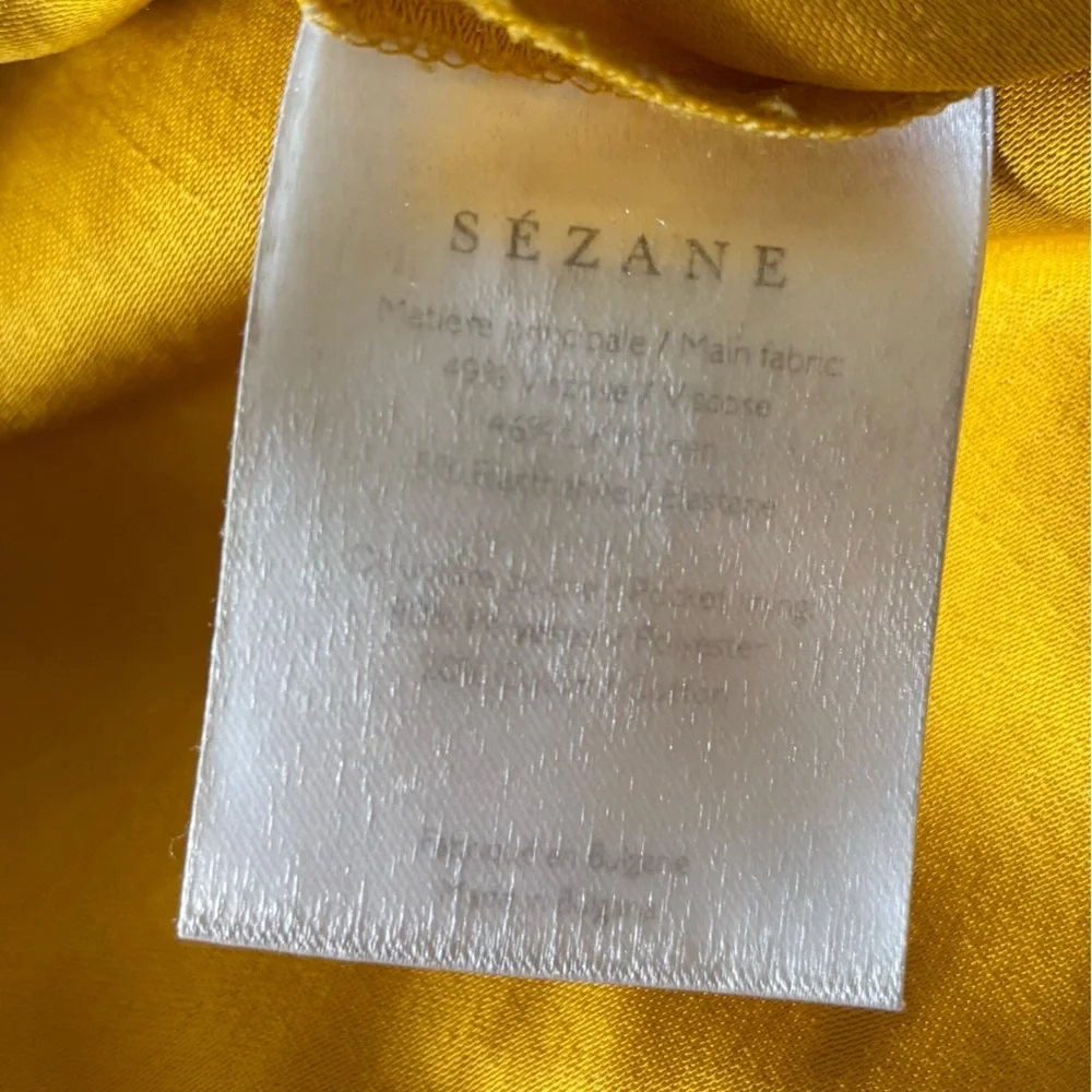 Sezane Georges Dress Pants Tailored Pleated Linen Mustard Yellow Size 8 Fr 40